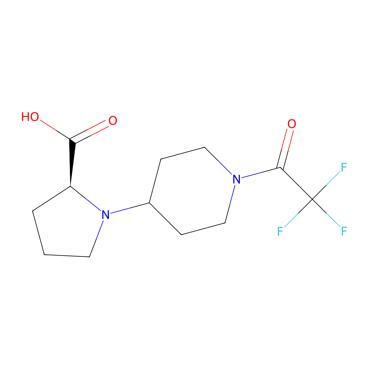 (2S)-1-[1-(2,2,2-trifluoroacetyl)piperidin-4-yl]pyrrolidine-2-carboxylic acid molecular structure, CAS 2679809-68-6