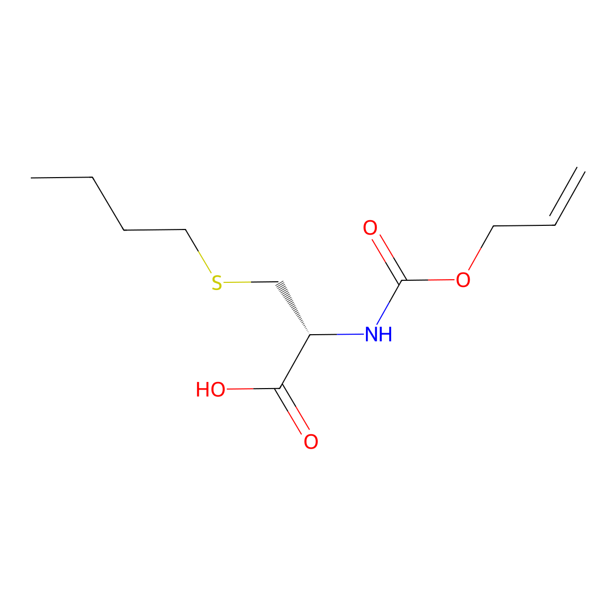 (2R)-3-(butylsulfanyl)-2-{[(prop-2-en-1-yloxy)carbonyl]amino}propanoic acid molecular structure, CAS 2679809-72-2