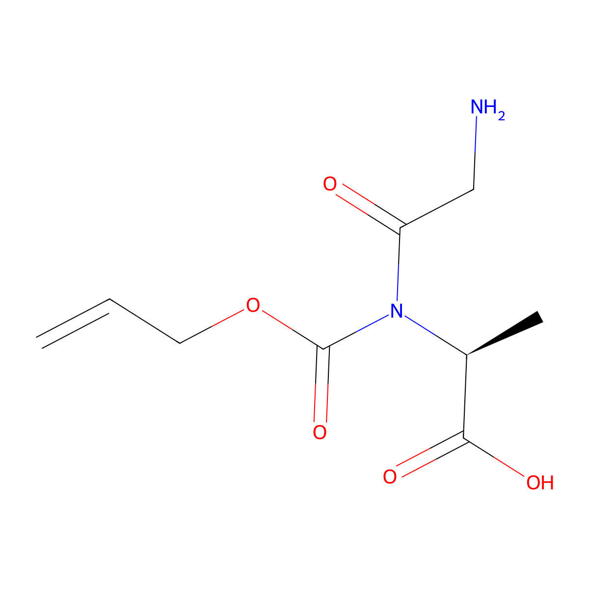 (2S)-2-{2-amino-N-[(prop-2-en-1-yloxy)carbonyl]acetamido}propanoic acid molecular structure, CAS 2679809-77-7