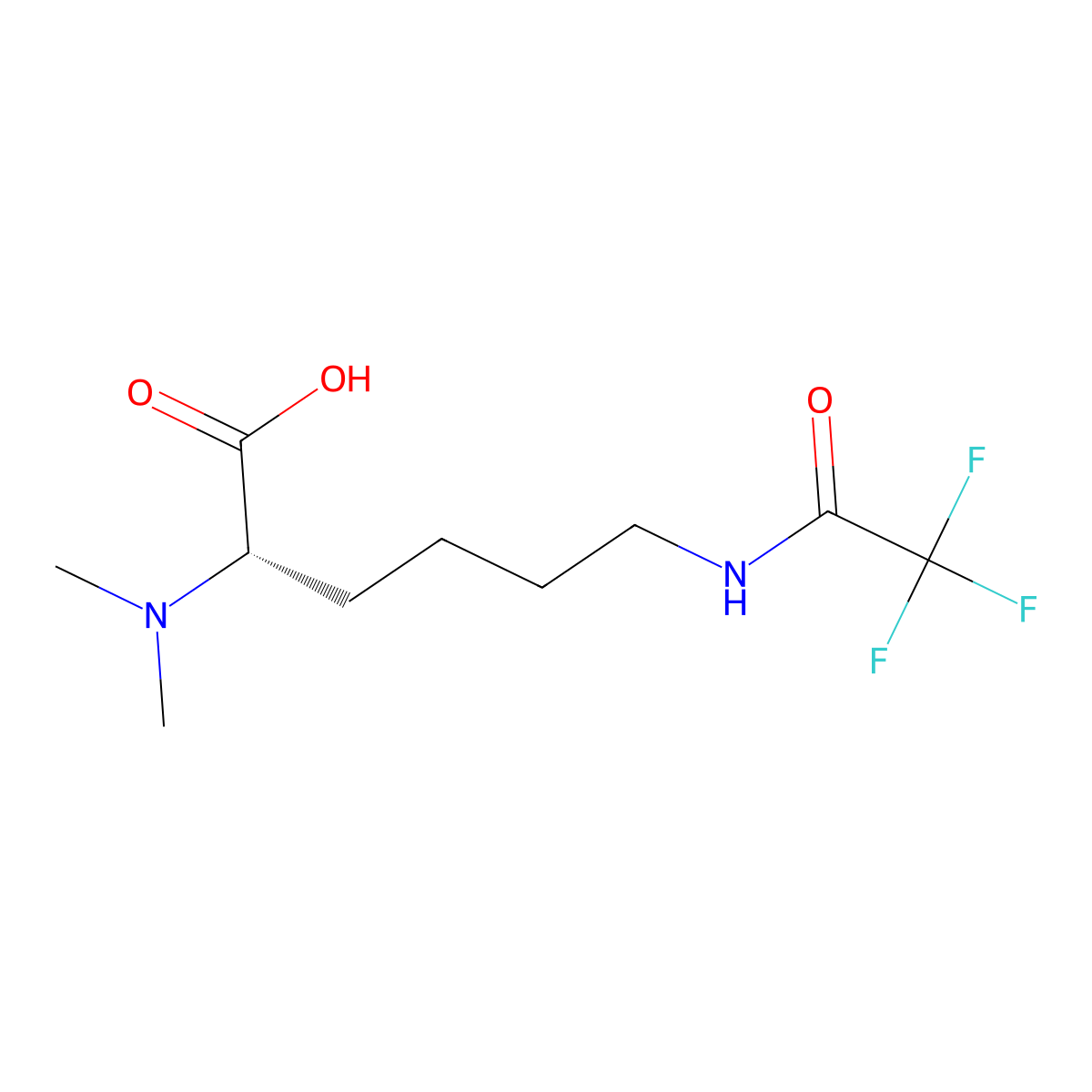 (2S)-2-(dimethylamino)-6-(2,2,2-trifluoroacetamido)hexanoic acid molecular structure, CAS 2679809-83-5