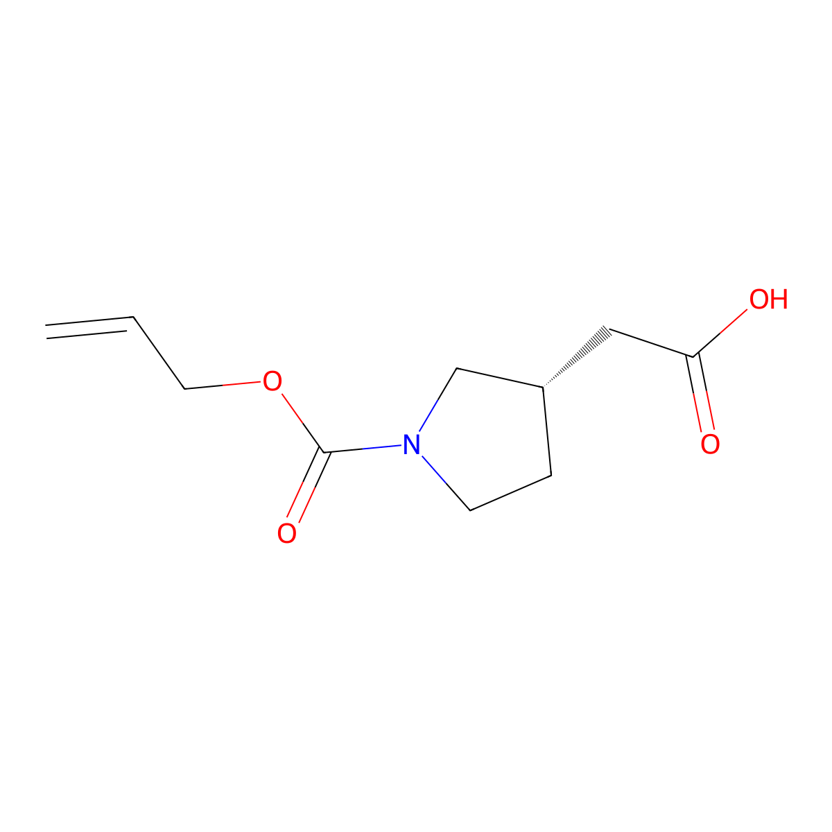 2-[(3S)-1-[(prop-2-en-1-yloxy)carbonyl]pyrrolidin-3-yl]acetic acid molecular structure, CAS 2679809-95-9