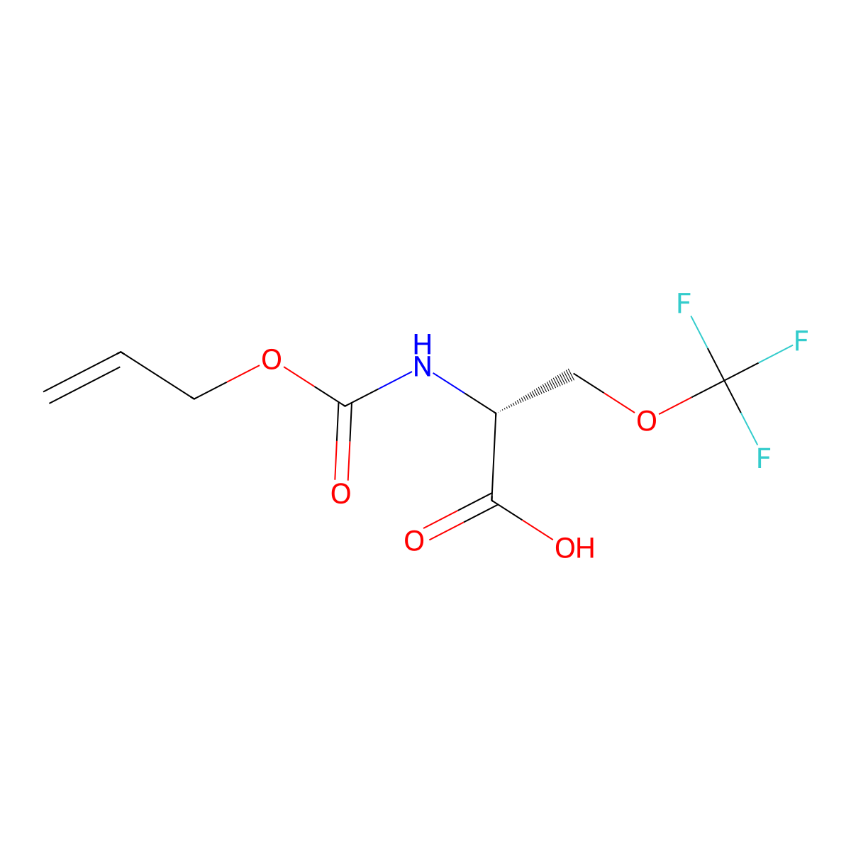 (2R)-2-{[(prop-2-en-1-yloxy)carbonyl]amino}-3-(trifluoromethoxy)propanoic acid molecular structure, CAS 2679809-99-3