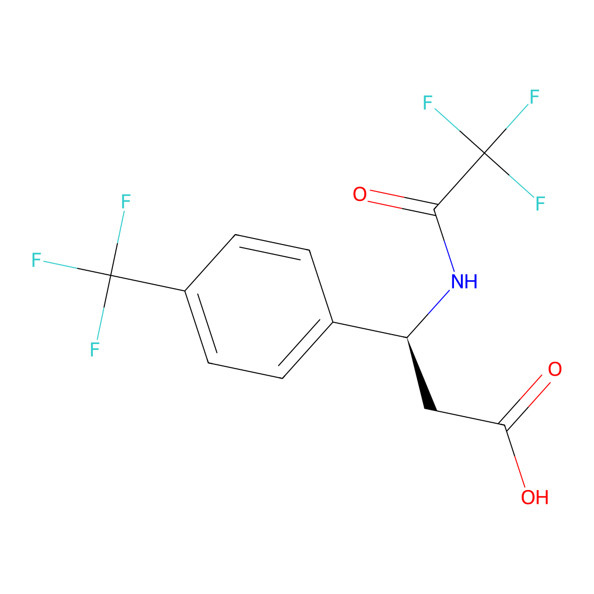 (3S)-3-(2,2,2-trifluoroacetamido)-3-[4-(trifluoromethyl)phenyl]propanoic acid molecular structure, CAS 2679810-02-5