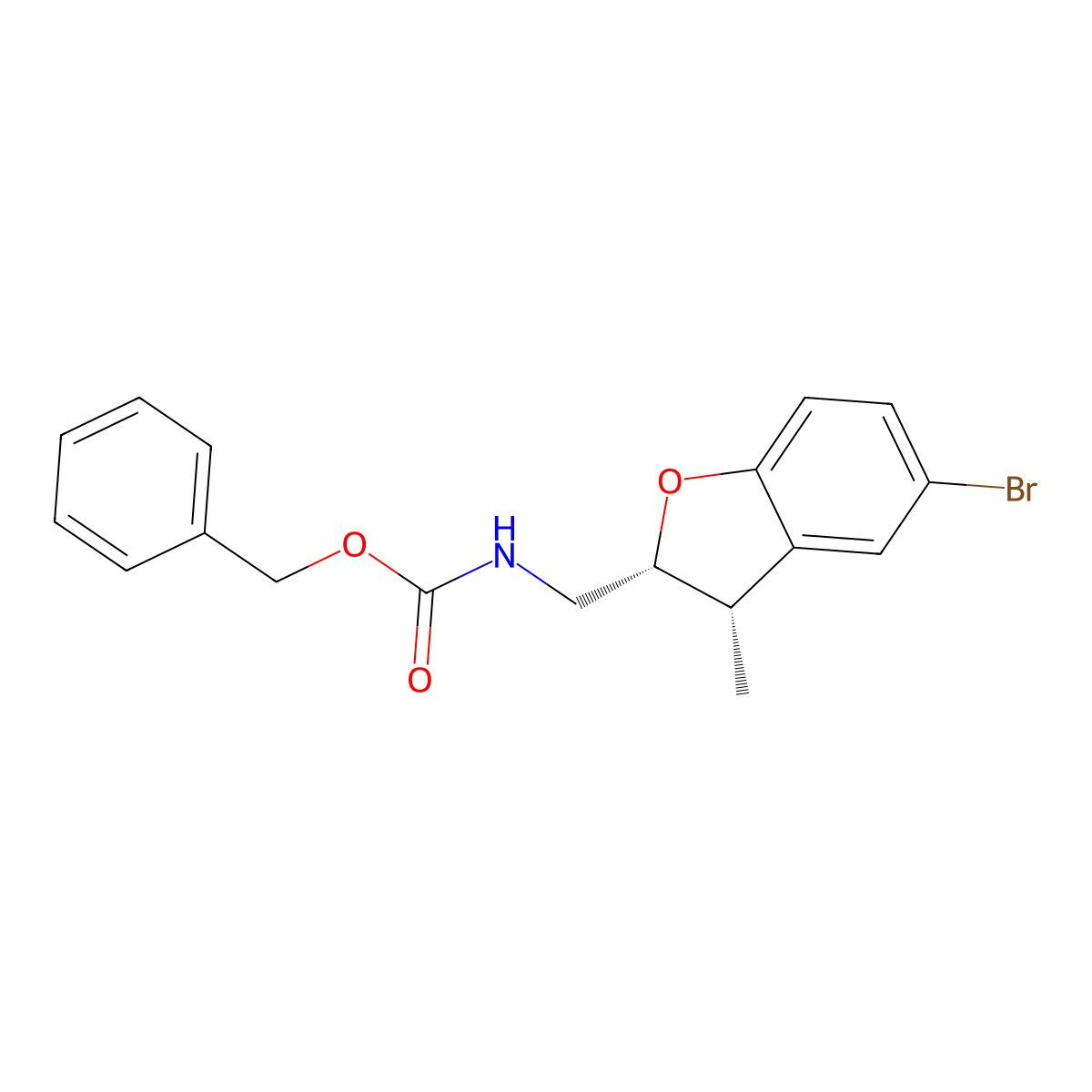 rac-benzyl N-{[(2R,3S)-5-bromo-3-methyl-2,3-dihydro-1-benzofuran-2-yl]methyl}carbamate molecular structure, CAS 2679811-65-3