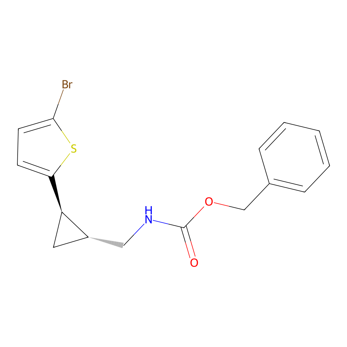 rac-benzyl N-{[(1R,2R)-2-(5-bromothiophen-2-yl)cyclopropyl]methyl}carbamate molecular structure, CAS 2679811-66-4