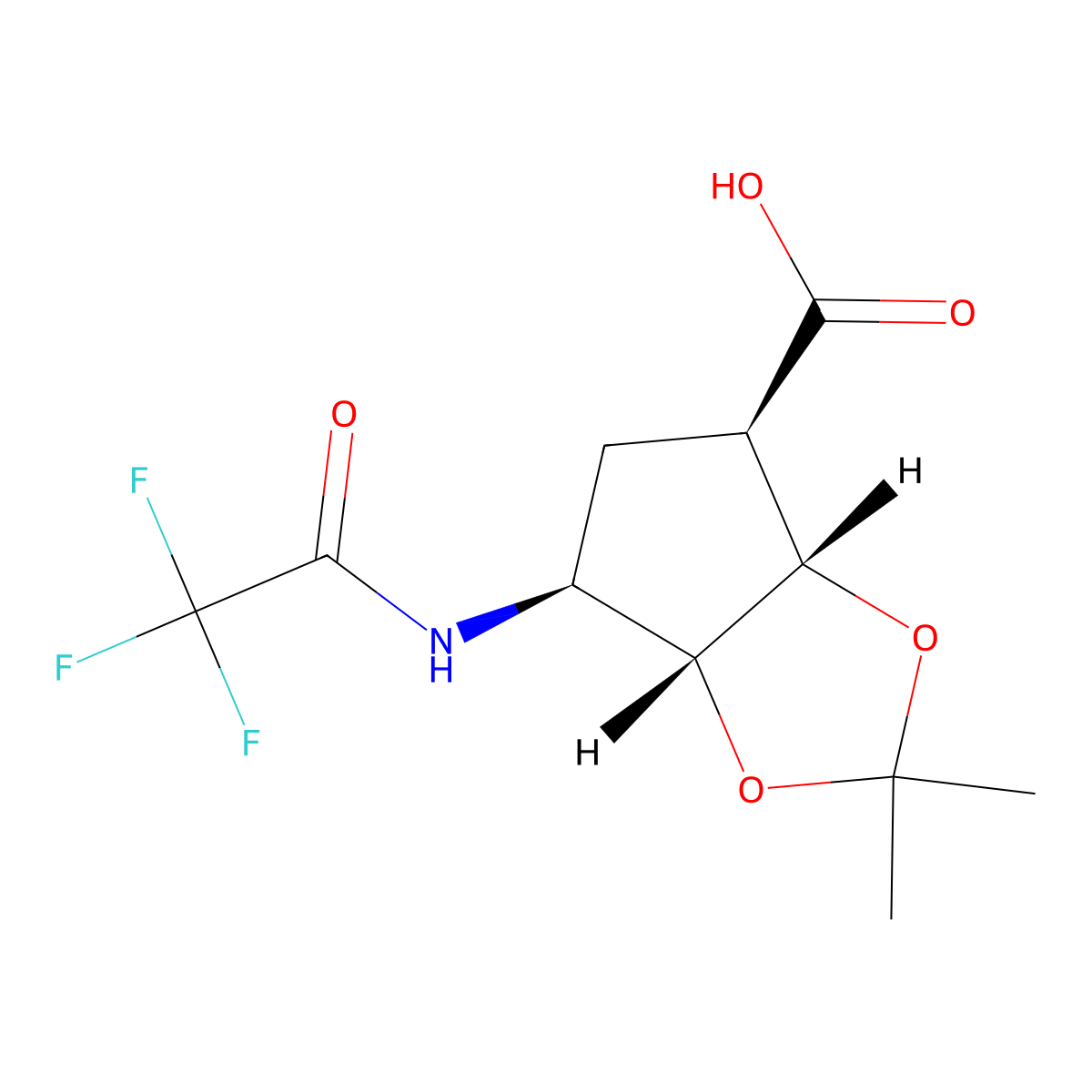 rac-(3aR,4S,6R,6aS)-2,2-dimethyl-6-(2,2,2-trifluoroacetamido)-hexahydrocyclopenta[d][1,3]dioxole-4-carboxylic acid molecular structure, CAS 2679811-69-7