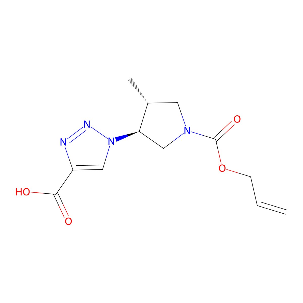 rac-1-[(3R,4S)-4-methyl-1-[(prop-2-en-1-yloxy)carbonyl]pyrrolidin-3-yl]-1H-1,2,3-triazole-4-carboxylic acid molecular structure, CAS 2679812-05-4
