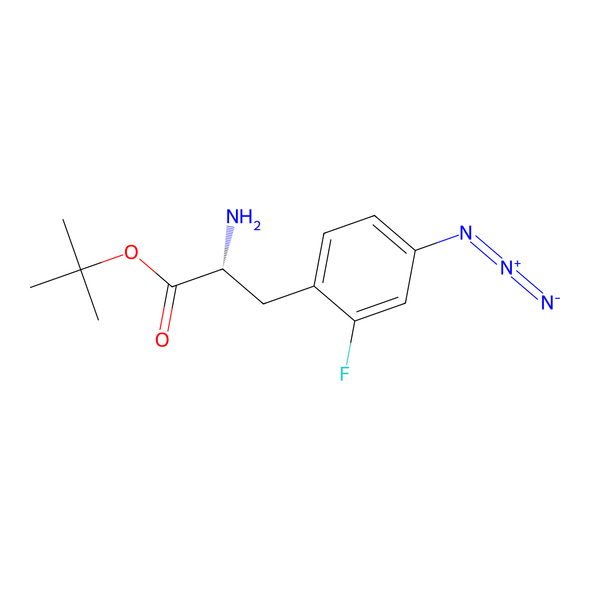 tert-butyl (2R)-2-amino-3-(4-azido-2-fluorophenyl)propanoate molecular structure, CAS 2679812-09-8