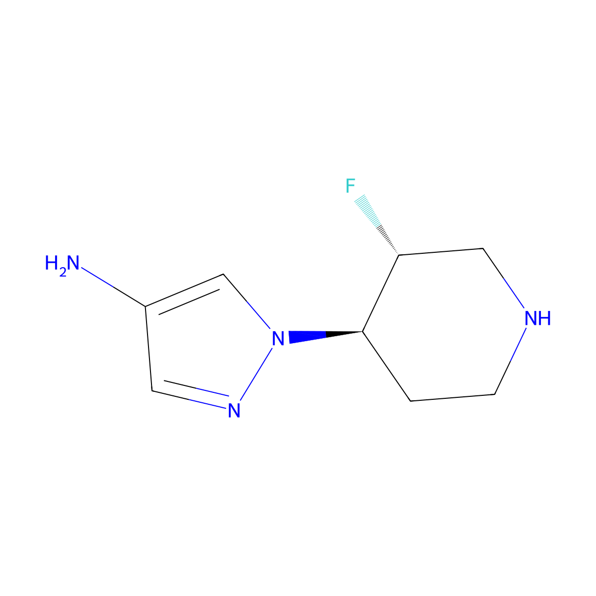 rac-1-[(3R,4R)-3-fluoropiperidin-4-yl]-1H-pyrazol-4-amine molecular structure, CAS 2679812-13-4
