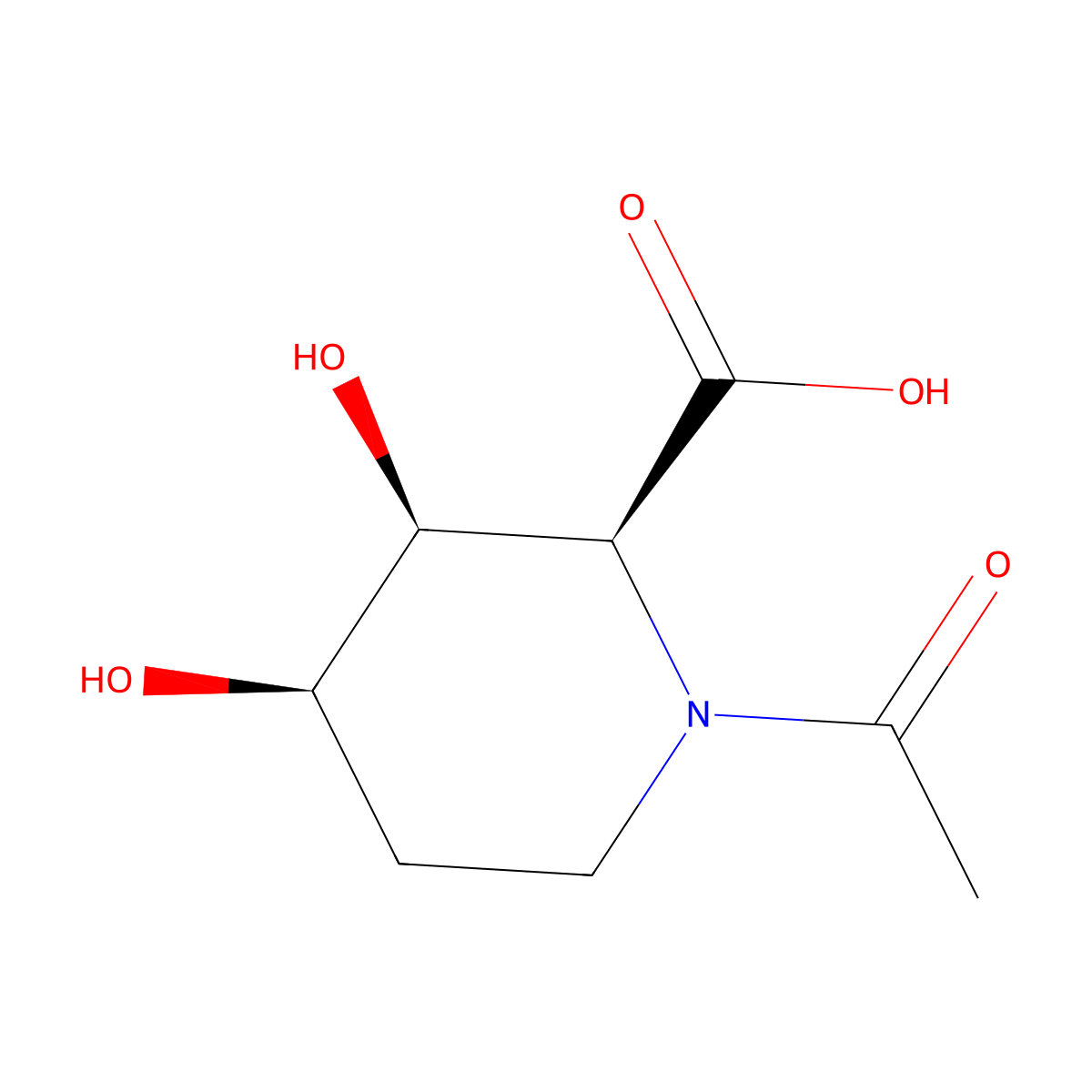 rac-(2R,3R,4S)-1-acetyl-3,4-dihydroxypiperidine-2-carboxylic acid molecular structure, CAS 2679812-14-5