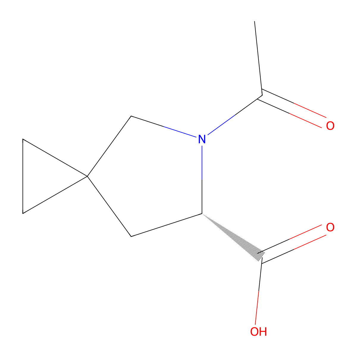 (6S)-5-acetyl-5-azaspiro[2.4]heptane-6-carboxylic acid molecular structure, CAS 2679812-36-1