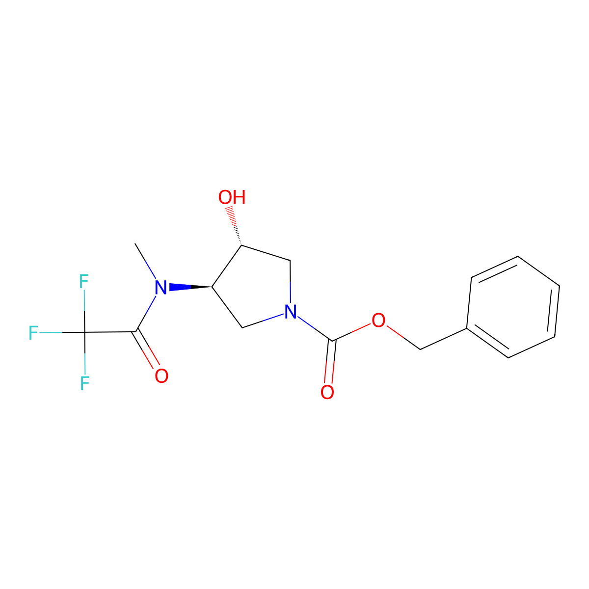 rac-benzyl (3R,4R)-3-hydroxy-4-(2,2,2-trifluoro-N-methylacetamido)pyrrolidine-1-carboxylate molecular structure, CAS 2679812-40-7