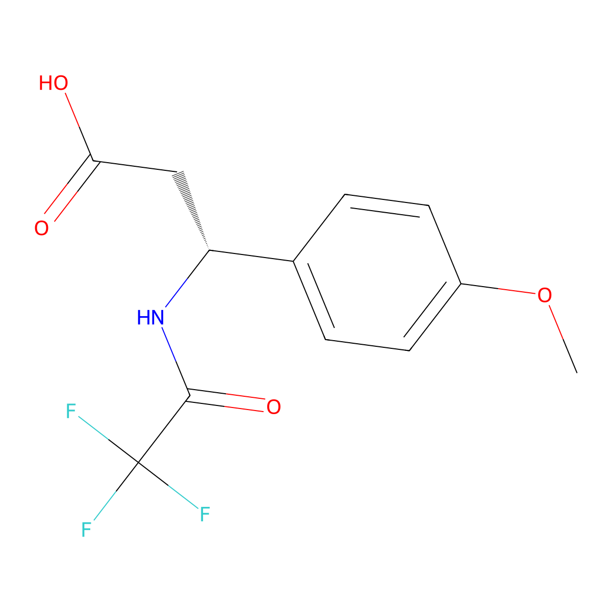 (3R)-3-(4-methoxyphenyl)-3-(2,2,2-trifluoroacetamido)propanoic acid molecular structure, CAS 2679812-47-4
