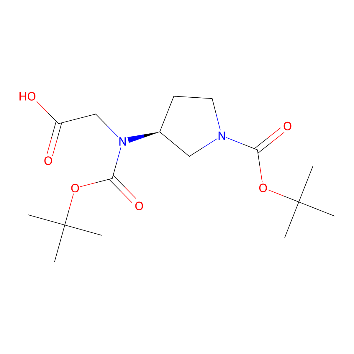 2-{[(tert-butoxy)carbonyl][(3S)-1-[(tert-butoxy)carbonyl]pyrrolidin-3-yl]amino}acetic acid molecular structure, CAS 2679812-48-5