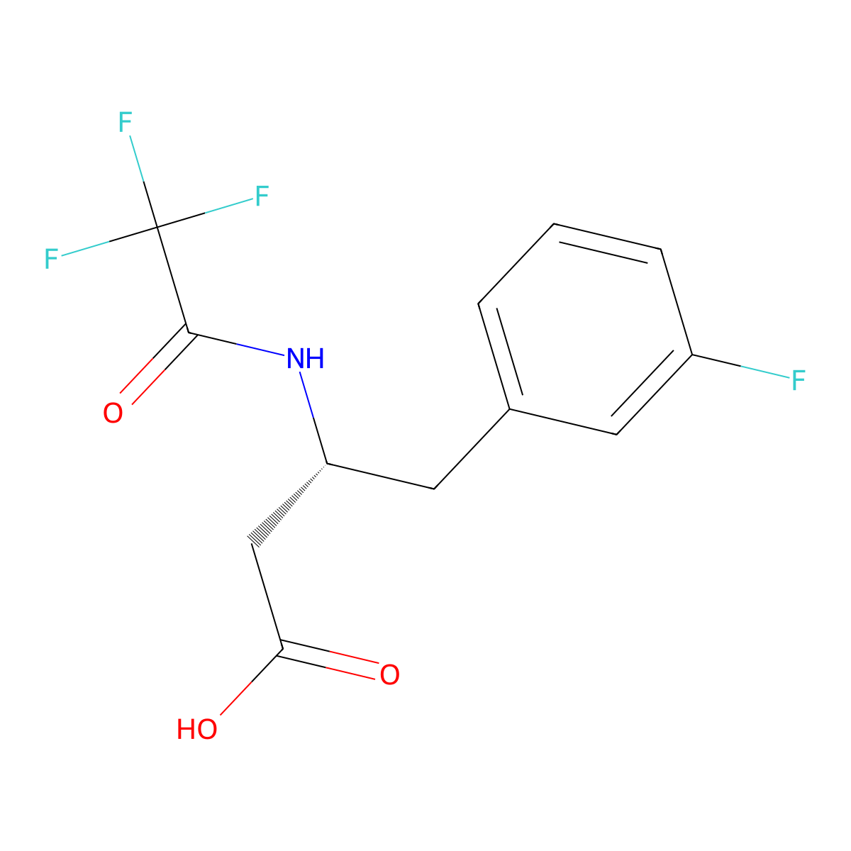 (3R)-4-(3-fluorophenyl)-3-(2,2,2-trifluoroacetamido)butanoic acid molecular structure, CAS 2679812-50-9