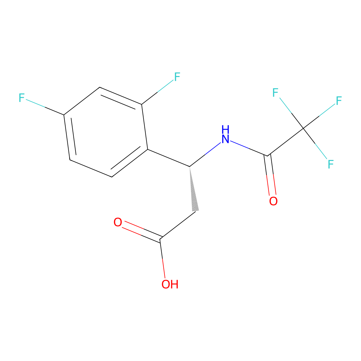 (3R)-3-(2,4-difluorophenyl)-3-(2,2,2-trifluoroacetamido)propanoic acid molecular structure, CAS 2679812-61-2