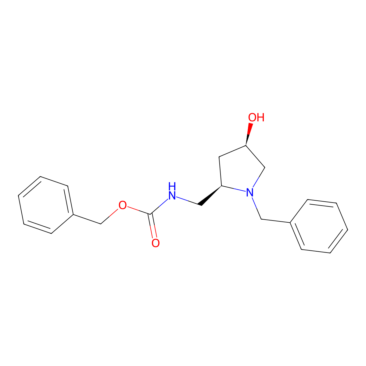 benzyl N-{[(2R,4R)-1-benzyl-4-hydroxypyrrolidin-2-yl]methyl}carbamate molecular structure, CAS 2679812-62-3