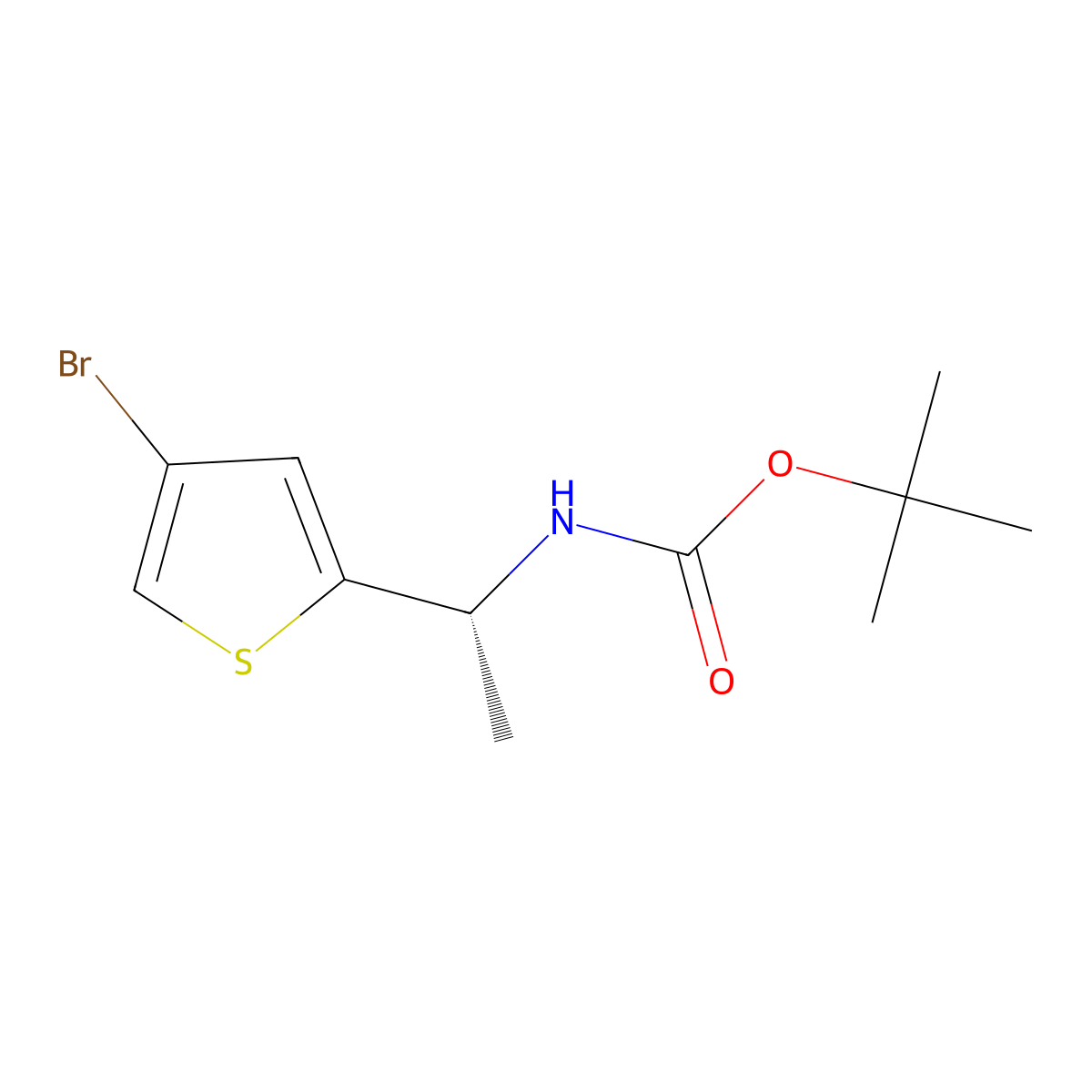 tert-butyl N-[(1R)-1-(4-bromothiophen-2-yl)ethyl]carbamate molecular structure, CAS 2679812-64-5
