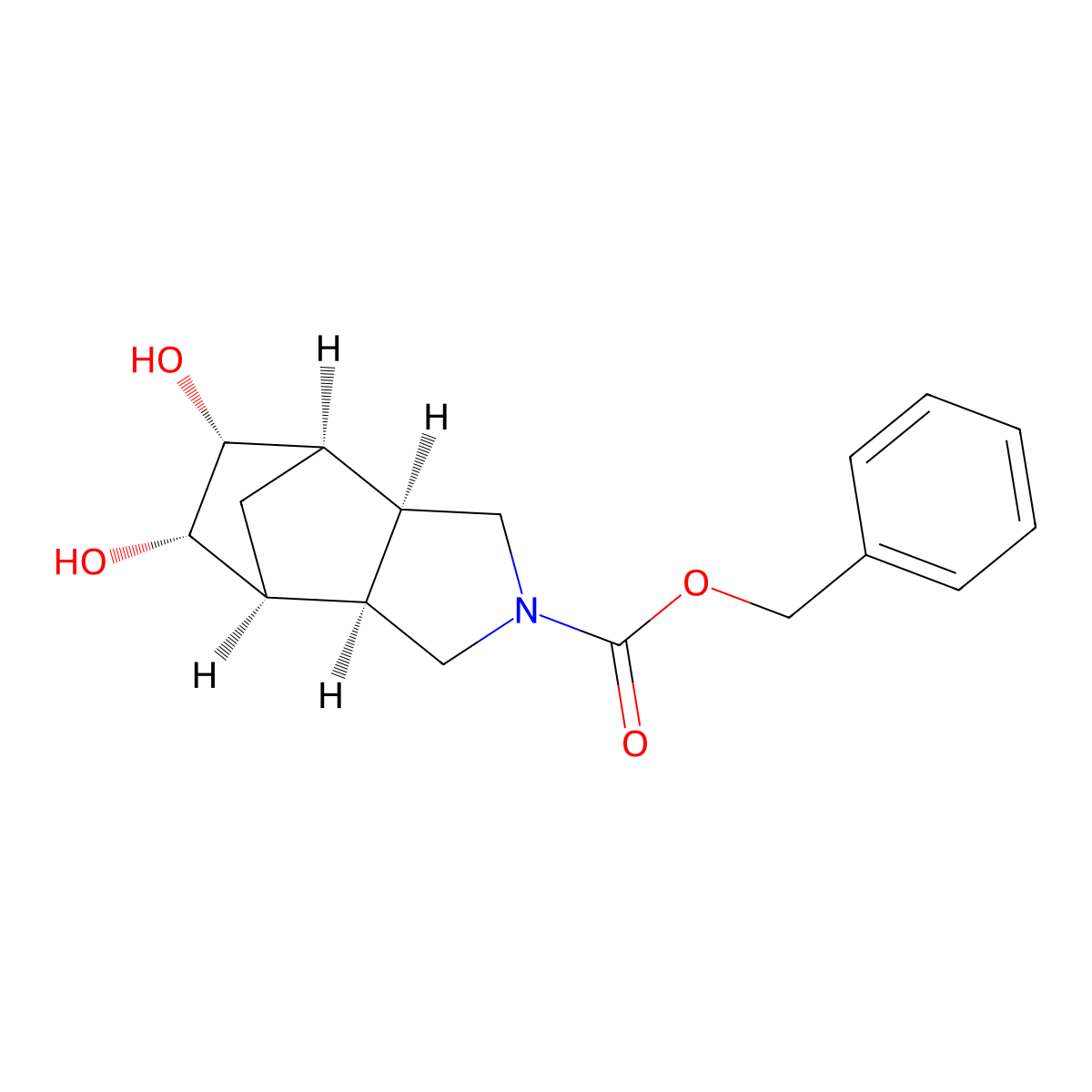 benzyl (1S,2R,6S,7R,8R,9S)-8,9-dihydroxy-4-azatricyclo[5.2.1.02,6]decane-4-carboxylate molecular structure, CAS 2679812-78-1