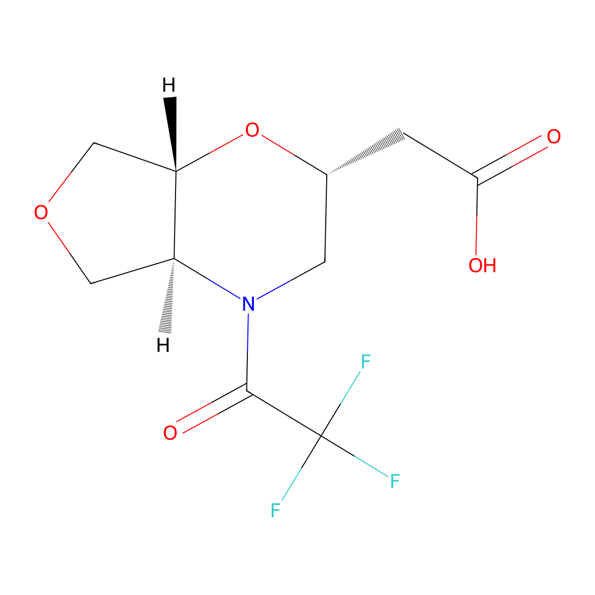 rac-2-[(2R,4aS,7aR)-4-(2,2,2-trifluoroacetyl)-hexahydro-2H-furo[3,4-b][1,4]oxazin-2-yl]acetic acid molecular structure, CAS 2679812-79-2