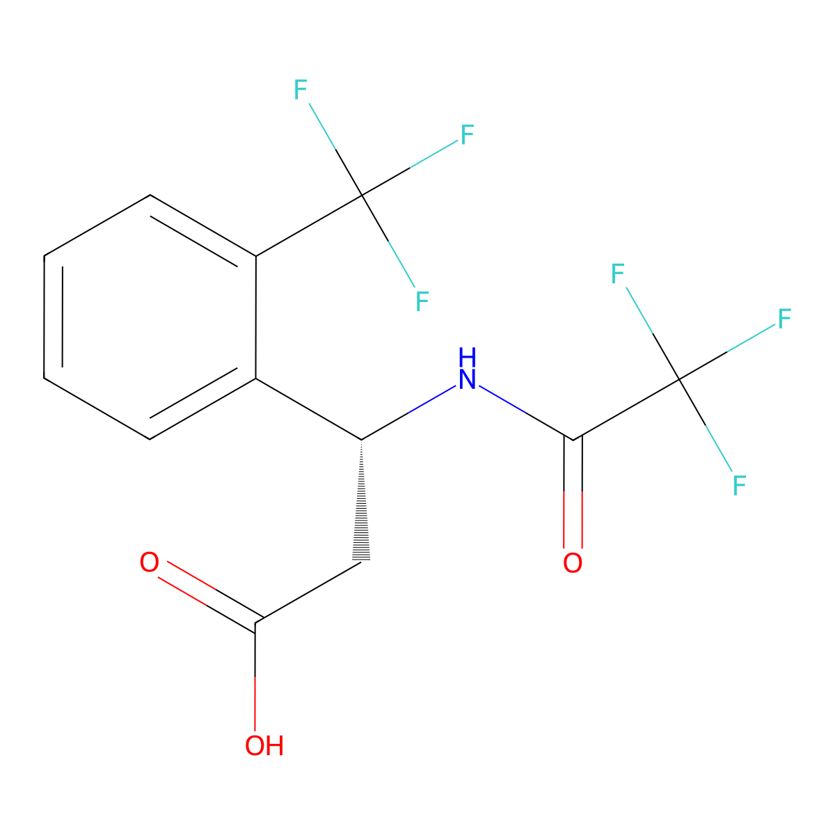 (3R)-3-(2,2,2-trifluoroacetamido)-3-[2-(trifluoromethyl)phenyl]propanoic acid molecular structure, CAS 2679812-81-6