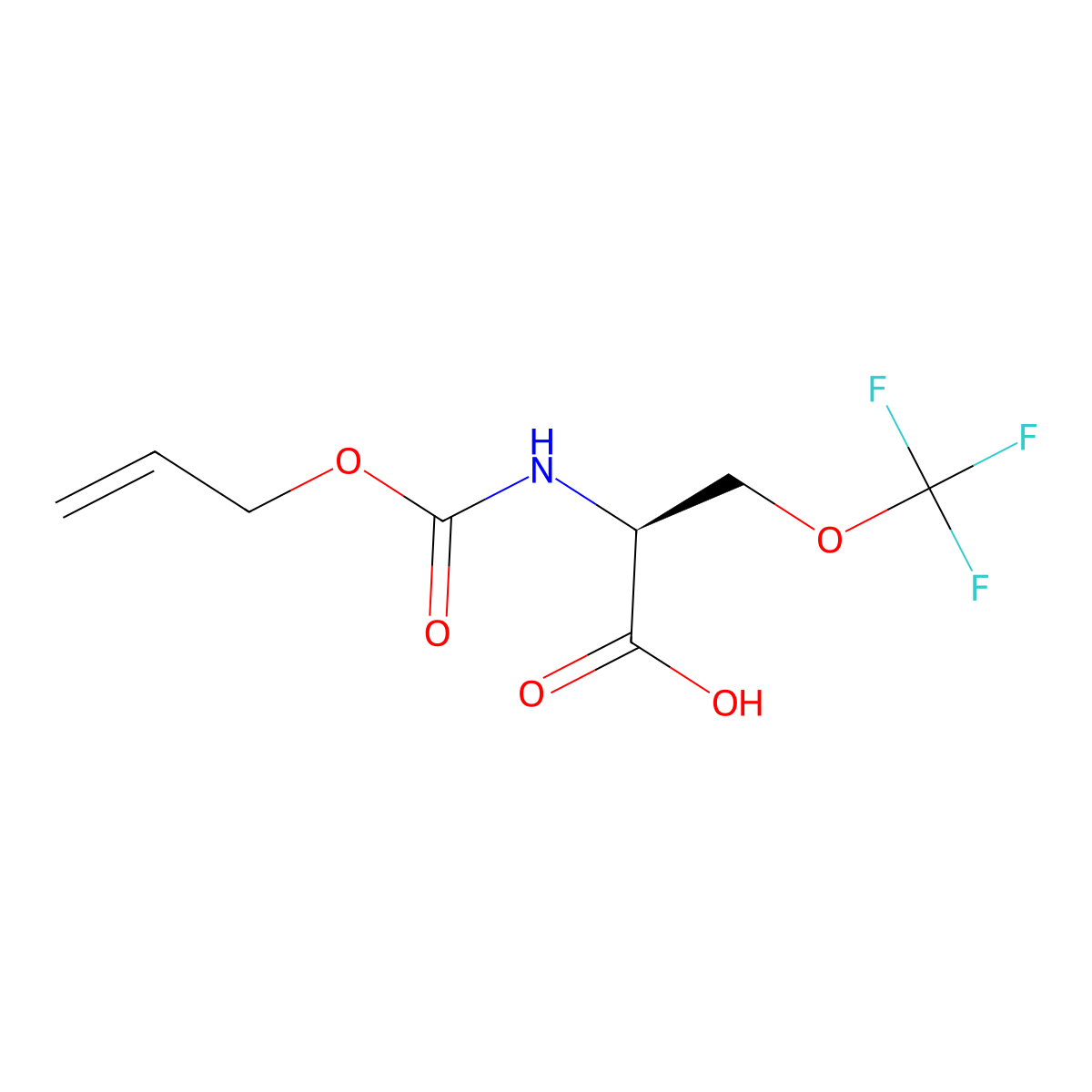 (2S)-2-{[(prop-2-en-1-yloxy)carbonyl]amino}-3-(trifluoromethoxy)propanoic acid molecular structure, CAS 2679813-03-5