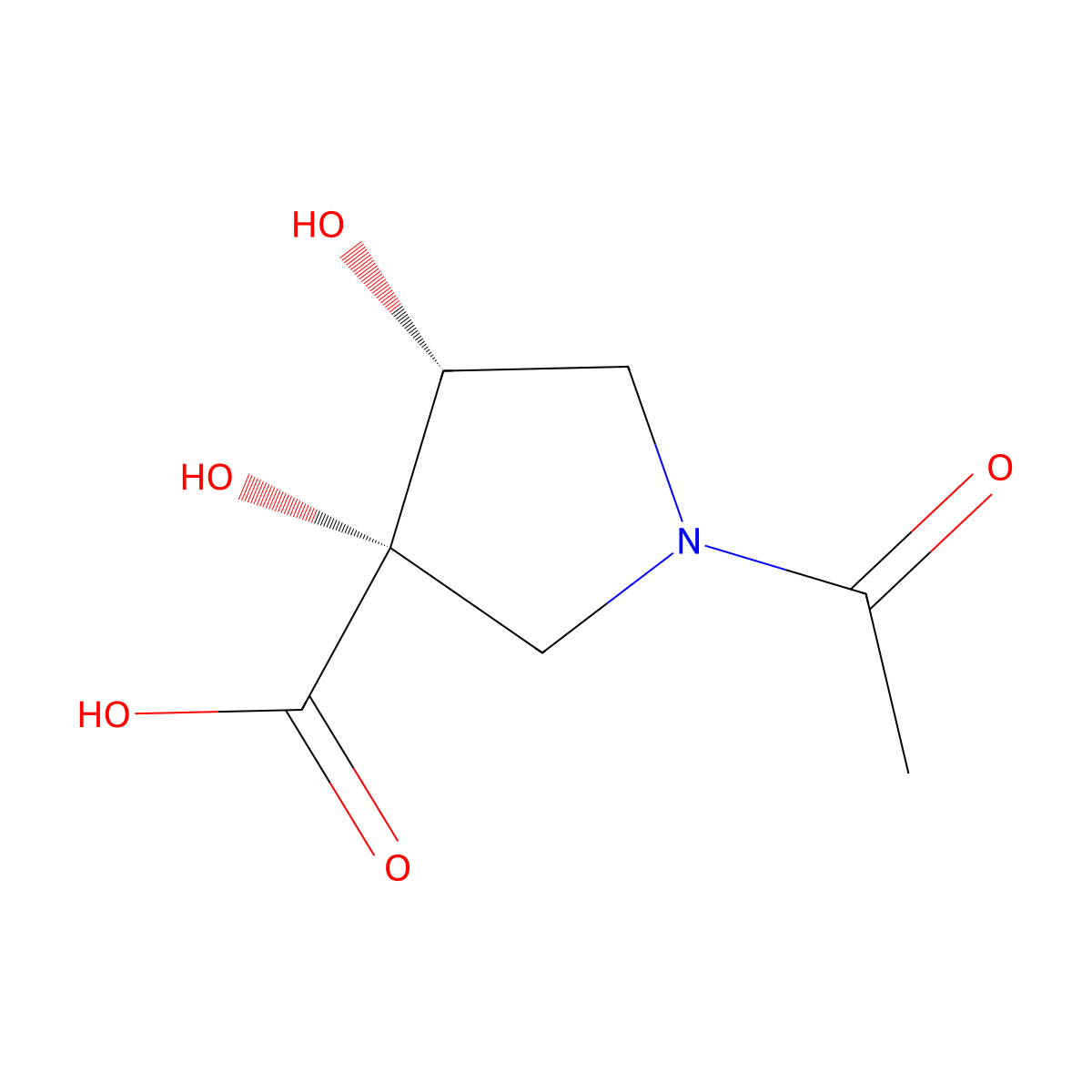 rac-(3R,4S)-1-acetyl-3,4-dihydroxypyrrolidine-3-carboxylic acid molecular structure, CAS 2679813-11-5