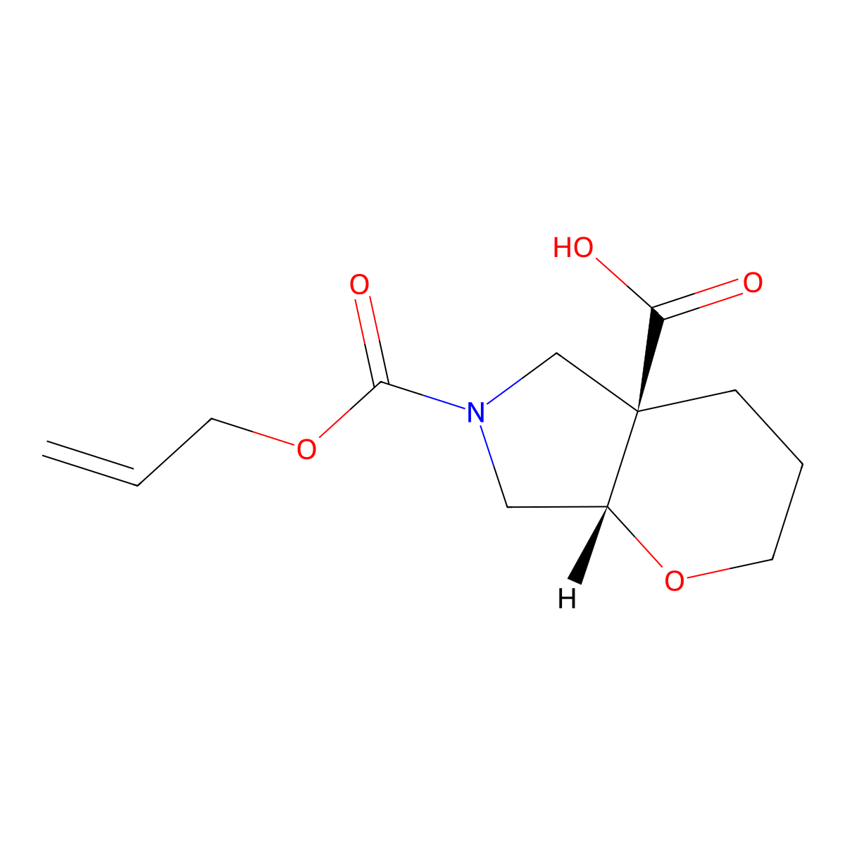 rac-(4aR,7aS)-6-[(prop-2-en-1-yloxy)carbonyl]-octahydropyrano[2,3-c]pyrrole-4a-carboxylic acid molecular structure, CAS 2679813-13-7