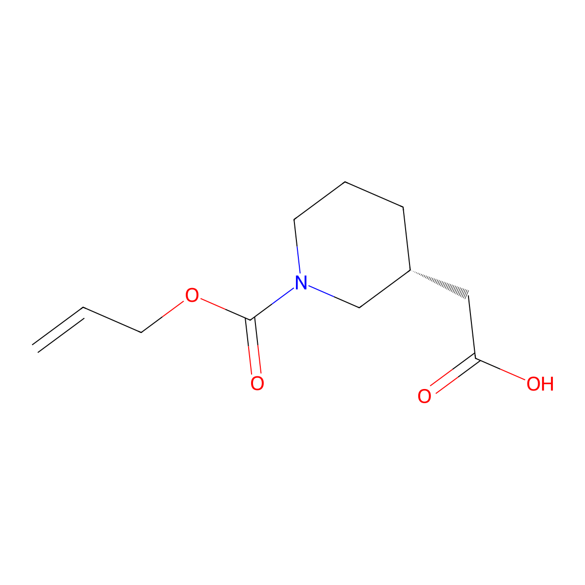 2-[(3R)-1-[(prop-2-en-1-yloxy)carbonyl]piperidin-3-yl]acetic acid molecular structure, CAS 2679813-23-9