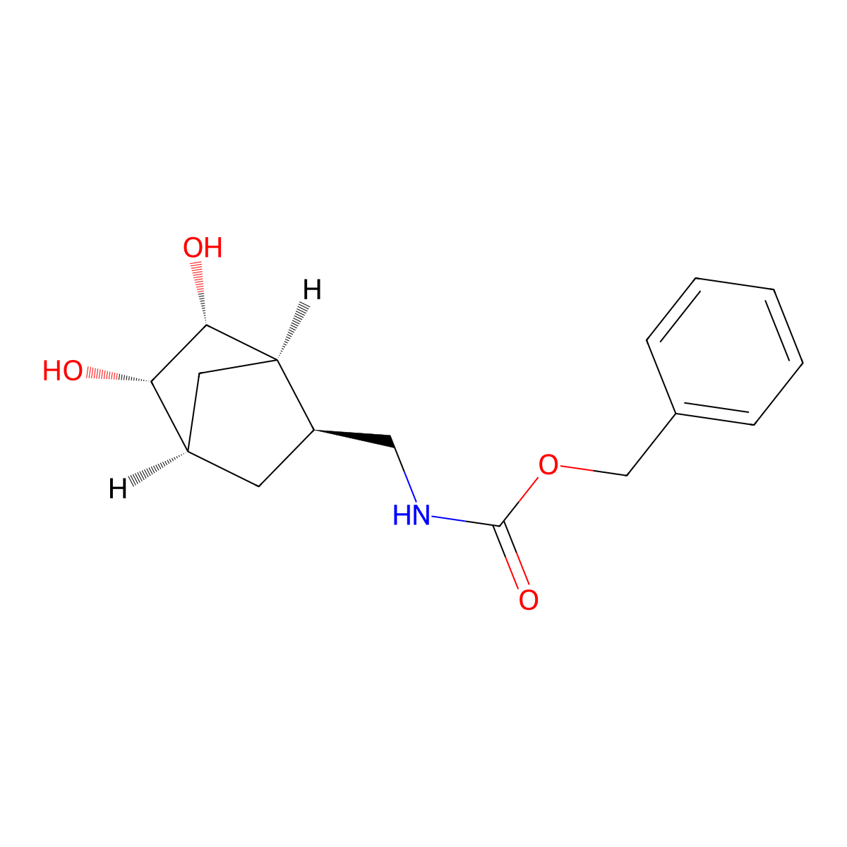 rac-benzyl N-{[(1R,2S,4R,5S,6R)-5,6-dihydroxybicyclo[2.2.1]heptan-2-yl]methyl}carbamate molecular structure, CAS 2679813-26-2
