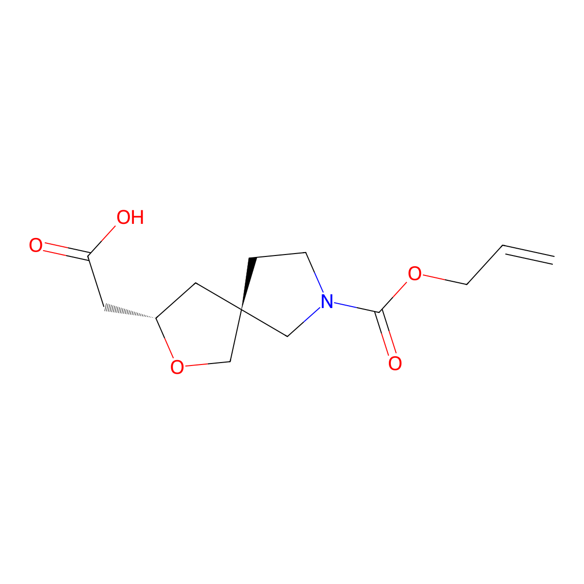 rac-2-[(3R,5S)-7-[(prop-2-en-1-yloxy)carbonyl]-2-oxa-7-azaspiro[4.4]nonan-3-yl]acetic acid molecular structure, CAS 2679813-33-1