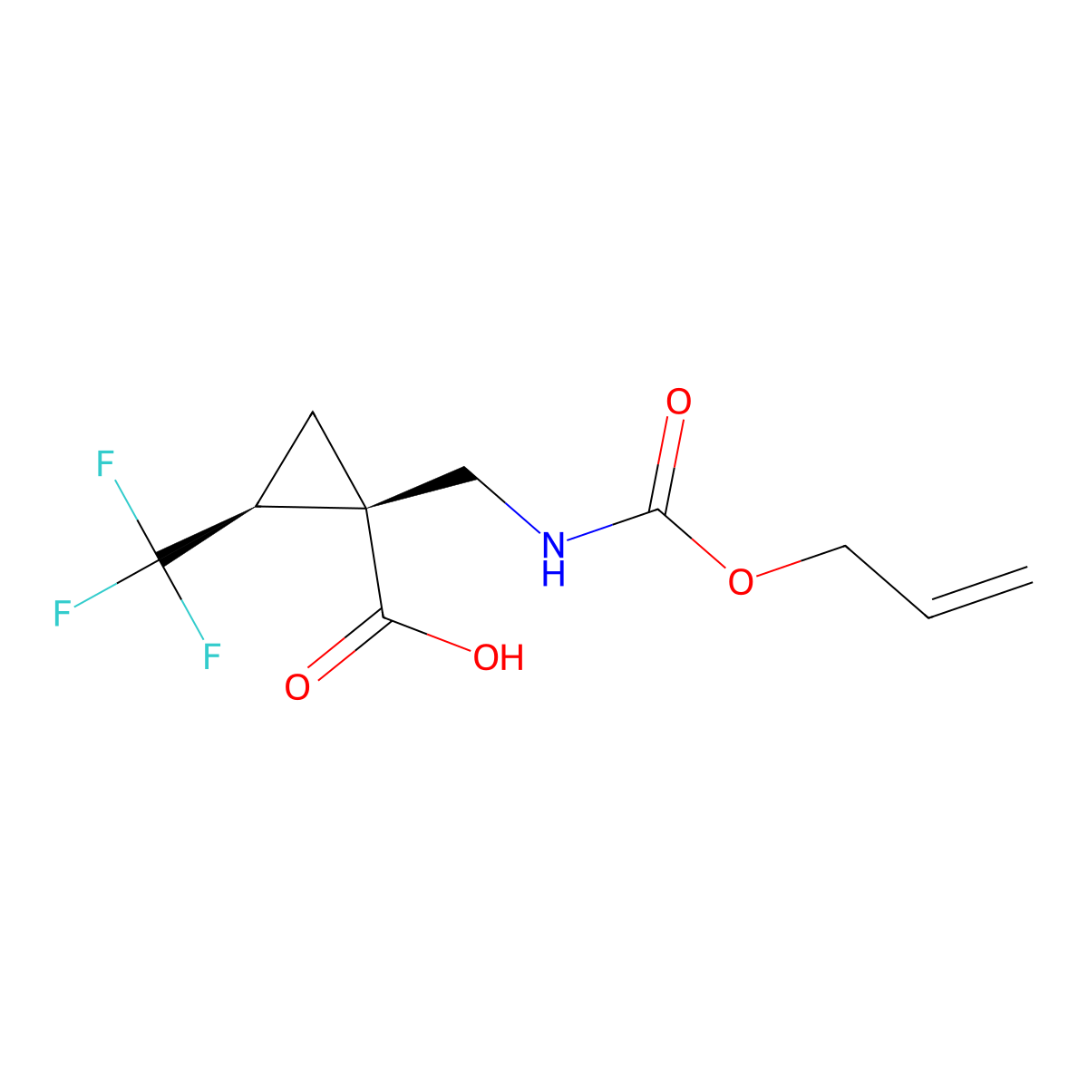 rac-(1R,2R)-1-({[(prop-2-en-1-yloxy)carbonyl]amino}methyl)-2-(trifluoromethyl)cyclopropane-1-carboxylic acid molecular structure, CAS 2679813-39-7