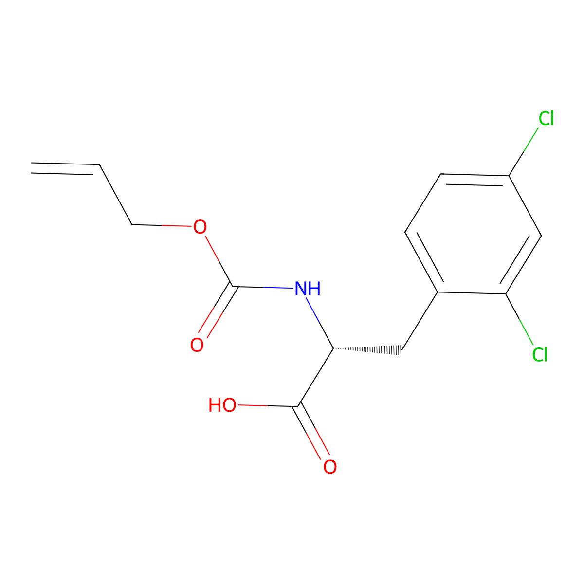 (2R)-3-(2,4-dichlorophenyl)-2-{[(prop-2-en-1-yloxy)carbonyl]amino}propanoic acid molecular structure, CAS 2679813-41-1