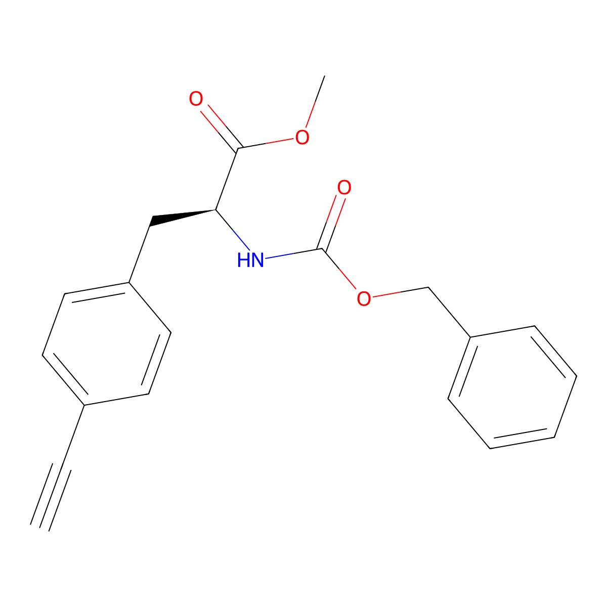 methyl (2S)-2-{[(benzyloxy)carbonyl]amino}-3-(4-ethynylphenyl)propanoate molecular structure, CAS 2679816-20-5