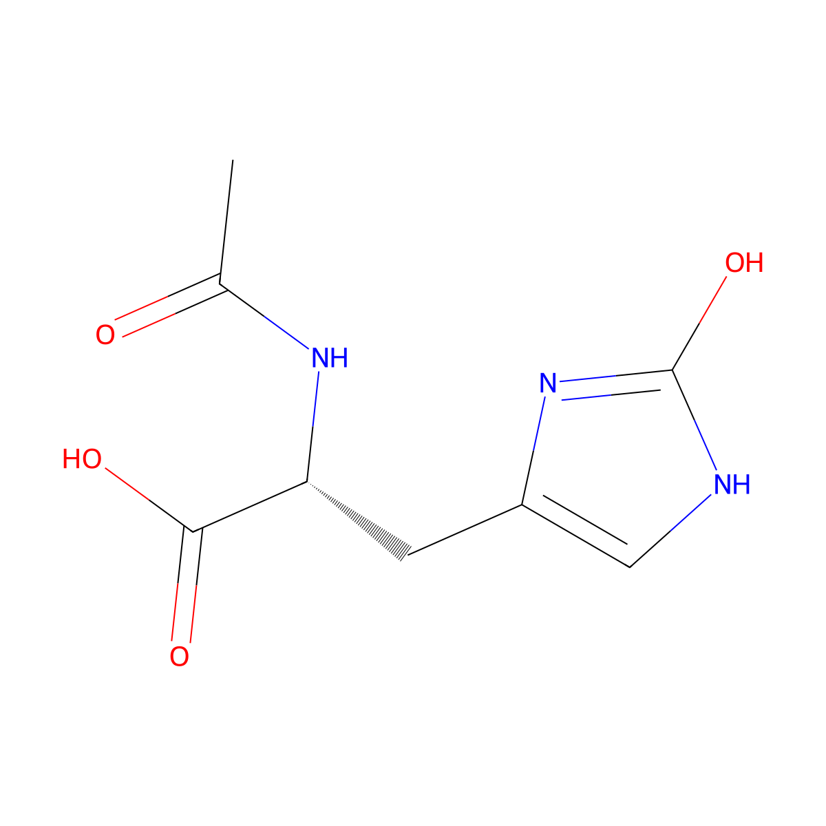 (2R)-2-acetamido-3-(2-hydroxy-1H-imidazol-4-yl)propanoic acid molecular structure, CAS 2679816-22-7