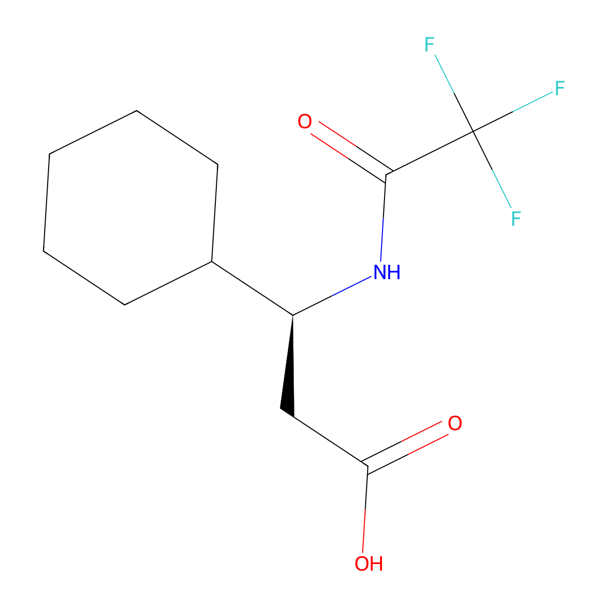 (3S)-3-cyclohexyl-3-(2,2,2-trifluoroacetamido)propanoic acid molecular structure, CAS 2679816-42-1