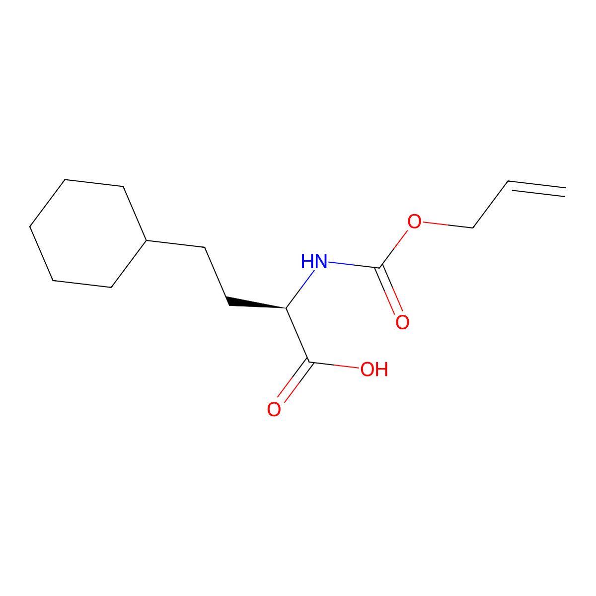 (2R)-4-cyclohexyl-2-{[(prop-2-en-1-yloxy)carbonyl]amino}butanoic acid molecular structure, CAS 2679816-44-3