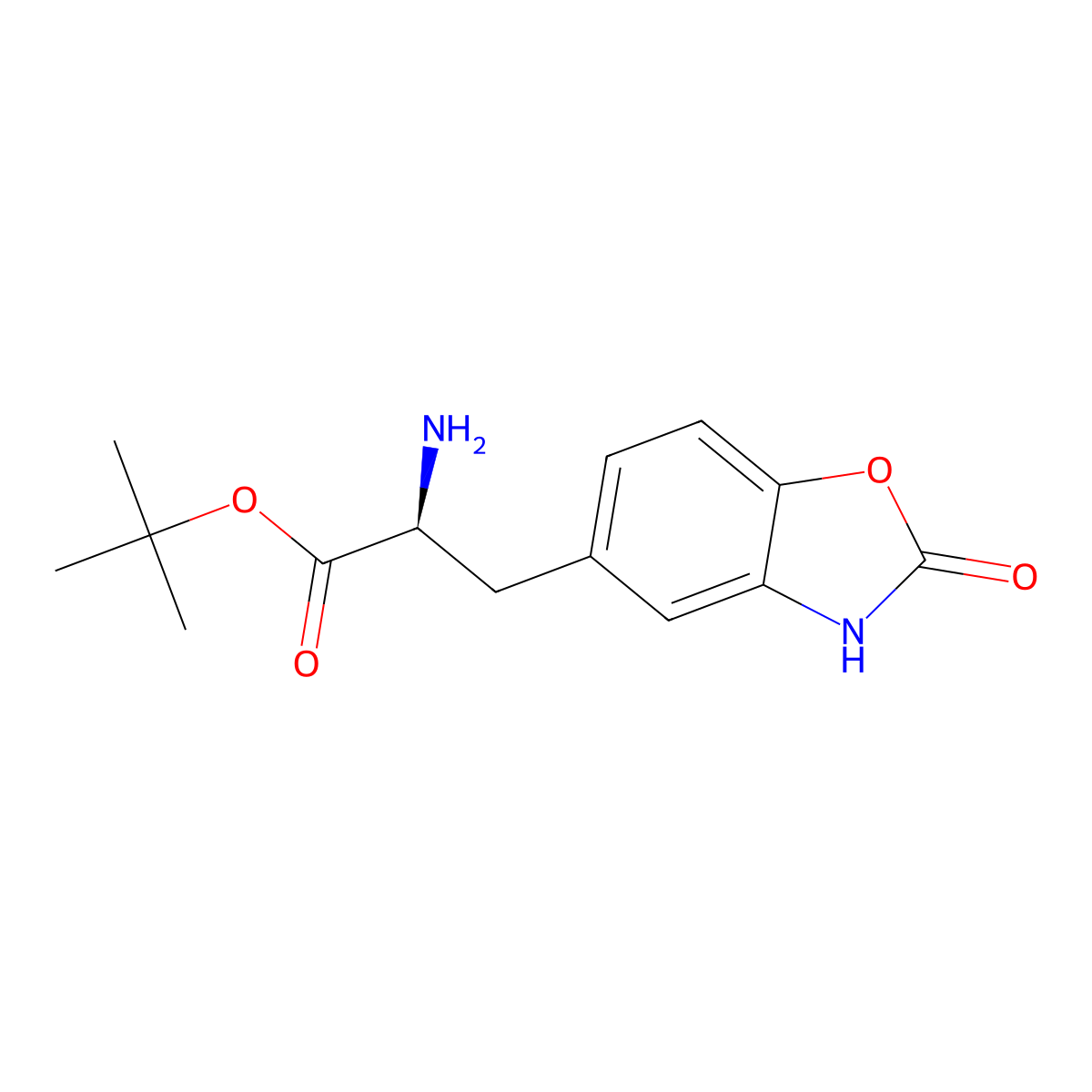tert-butyl (2S)-2-amino-3-(2-oxo-2,3-dihydro-1,3-benzoxazol-5-yl)propanoate molecular structure, CAS 2679816-75-0