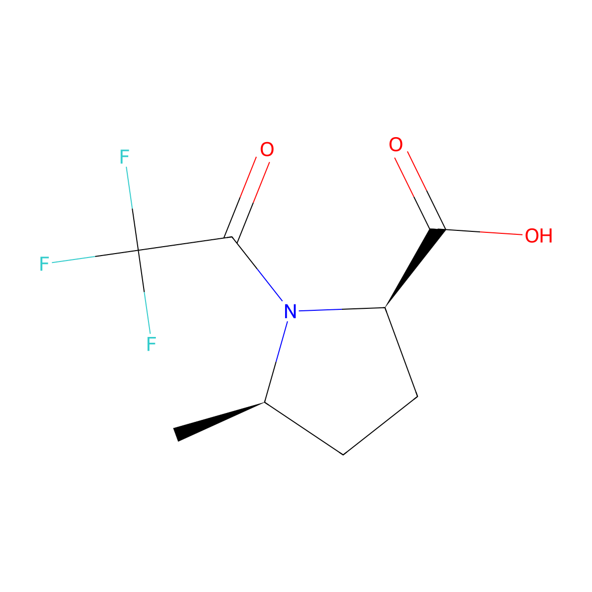 rac-(2R,5R)-5-methyl-1-(trifluoroacetyl)pyrrolidine-2-carboxylic acid molecular structure, CAS 2679816-78-3