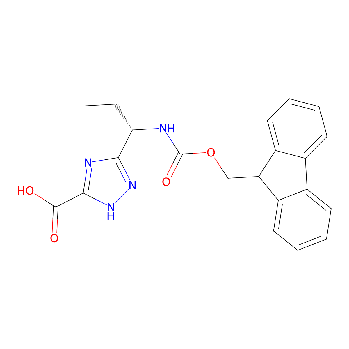 3-[(1S)-1-({[(9H-fluoren-9-yl)methoxy]carbonyl}amino)propyl]-1H-1,2,4-triazole-5-carboxylic acid molecular structure, CAS 2679816-84-1