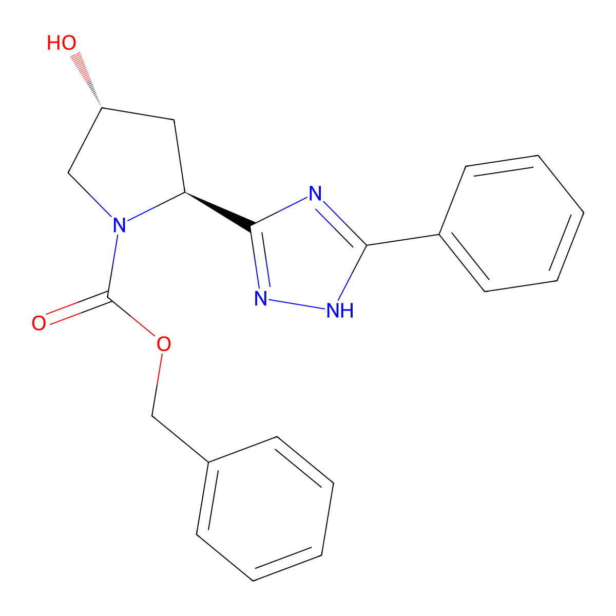 benzyl (2S,4R)-4-hydroxy-2-(5-phenyl-1H-1,2,4-triazol-3-yl)pyrrolidine-1-carboxylate molecular structure, CAS 2679816-90-9