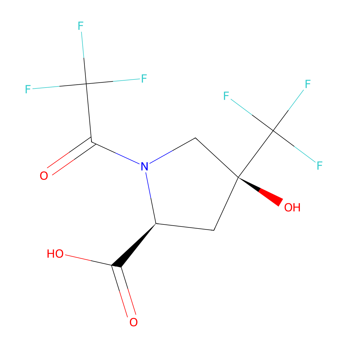 (2S,4S)-4-hydroxy-1-(2,2,2-trifluoroacetyl)-4-(trifluoromethyl)pyrrolidine-2-carboxylic acid molecular structure, CAS 2679816-95-4