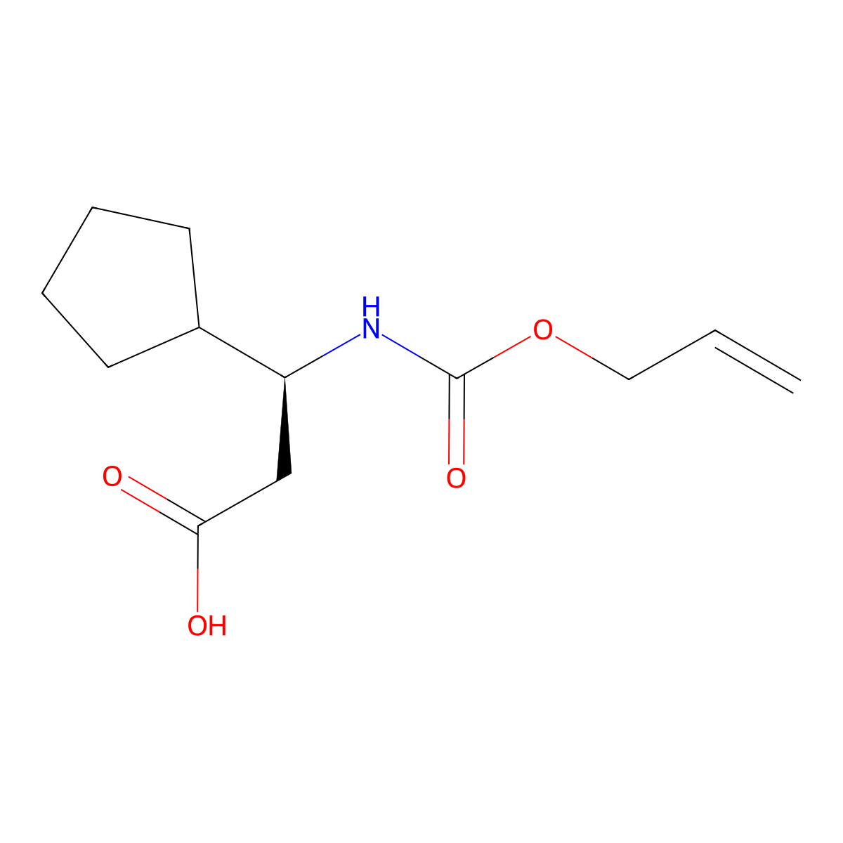 (3S)-3-cyclopentyl-3-{[(prop-2-en-1-yloxy)carbonyl]amino}propanoic acid molecular structure, CAS 2679816-97-6