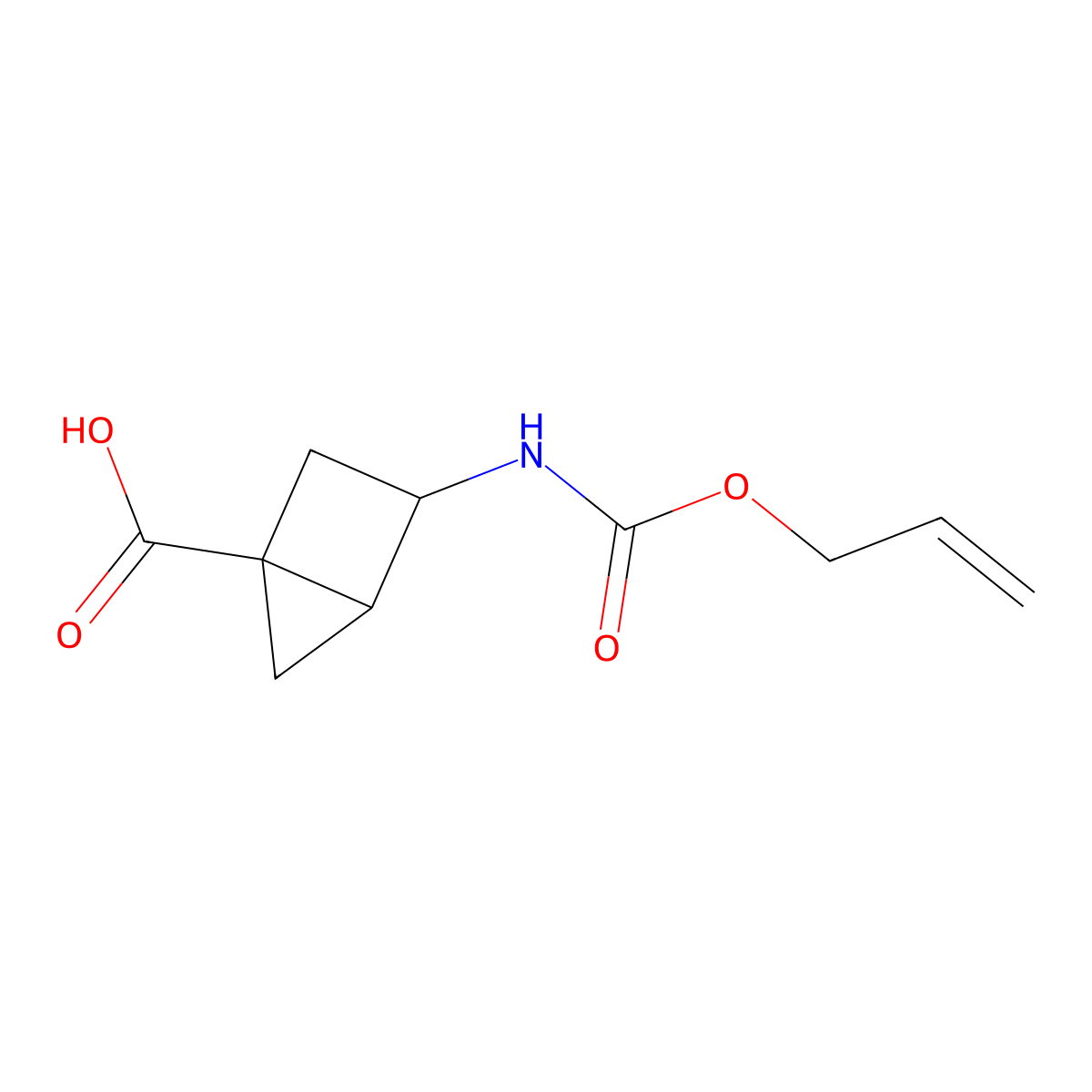 rac-(1R,3S,4S)-3-{[(prop-2-en-1-yloxy)carbonyl]amino}bicyclo[2.1.0]pentane-1-carboxylic acid molecular structure, CAS 2679817-06-0