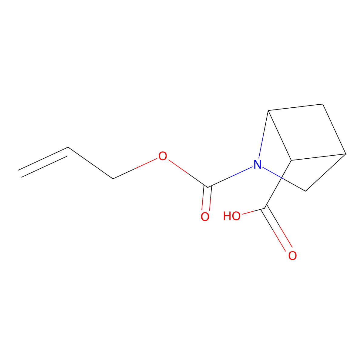 rac-(1R,4S,5S)-2-[(prop-2-en-1-yloxy)carbonyl]-2-azabicyclo[2.1.1]hexane-5-carboxylic acid molecular structure, CAS 2679817-11-7