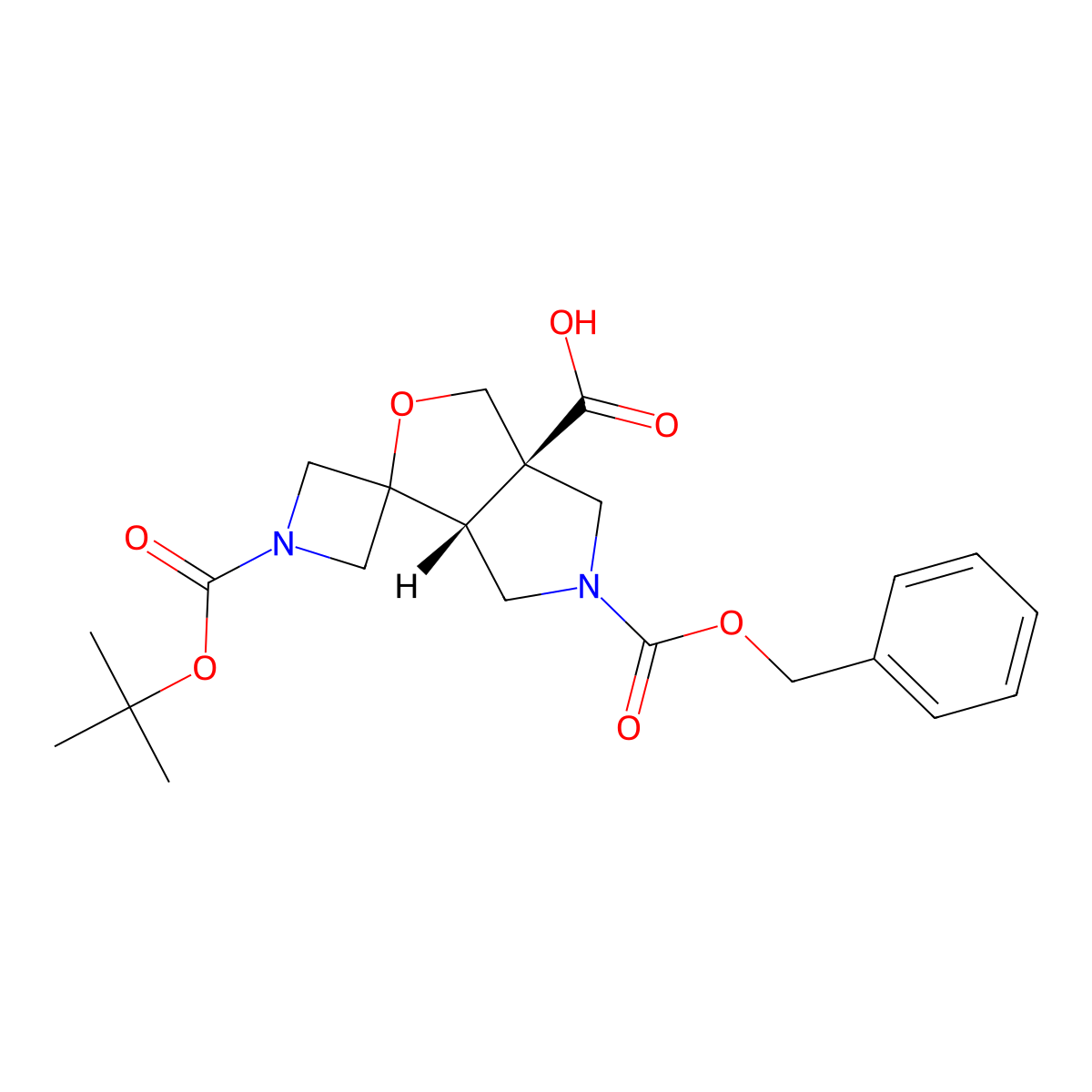 rac-(3'aR,6'aR)-5'-[(benzyloxy)carbonyl]-1-[(tert-butoxy)carbonyl]-hexahydrospiro[azetidine-3,1'-furo[3,4-c]pyrrole]-3'a-carboxylic acid molecular structure, CAS 2679817-14-0