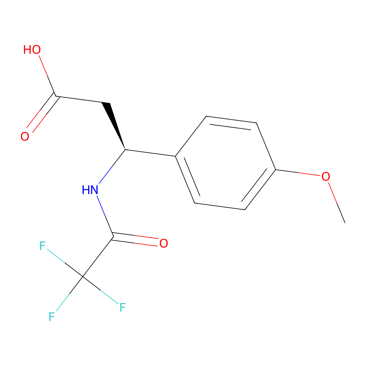 (3S)-3-(4-methoxyphenyl)-3-(2,2,2-trifluoroacetamido)propanoic acid molecular structure, CAS 2679817-15-1