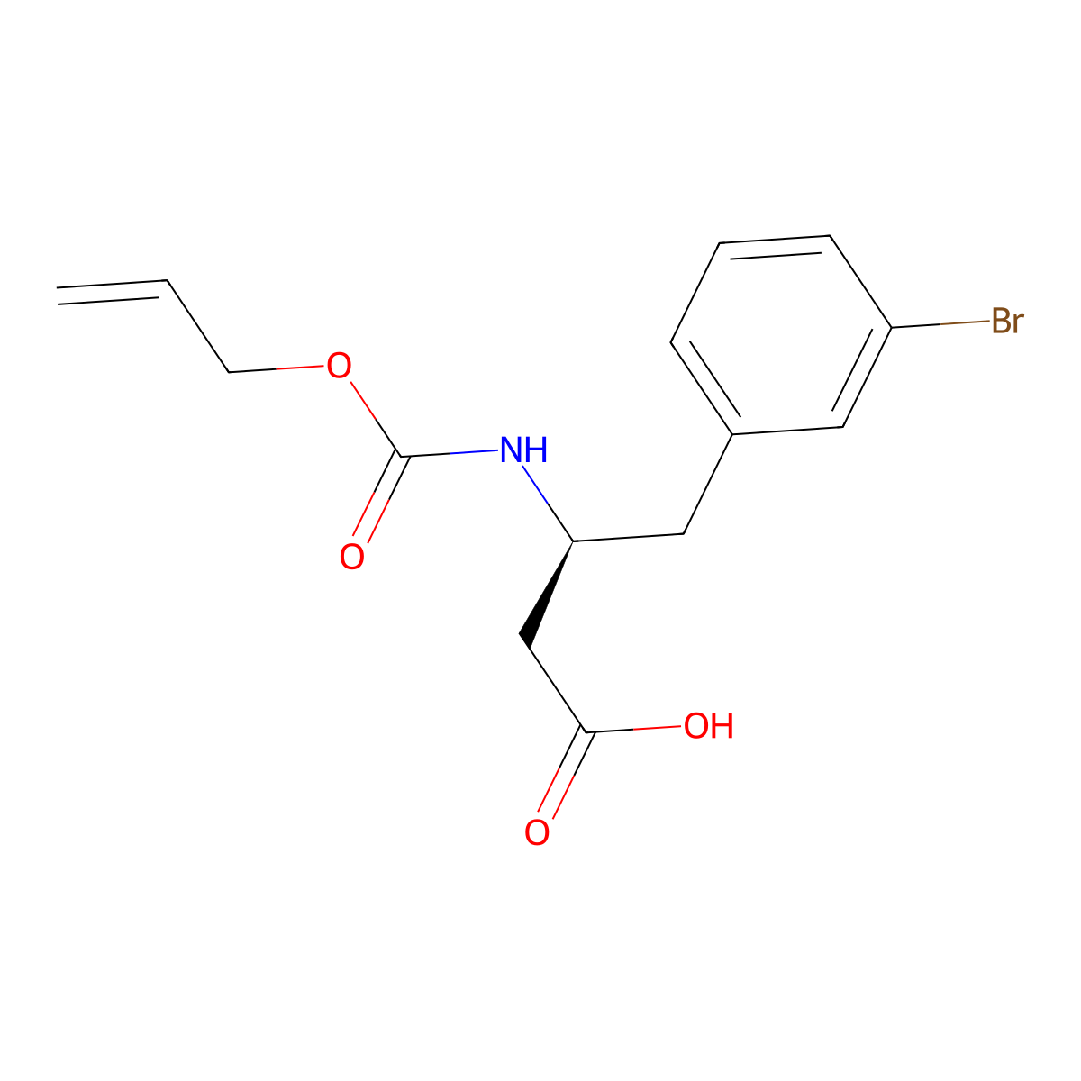 (3S)-4-(3-bromophenyl)-3-{[(prop-2-en-1-yloxy)carbonyl]amino}butanoic acid molecular structure, CAS 2679817-18-4