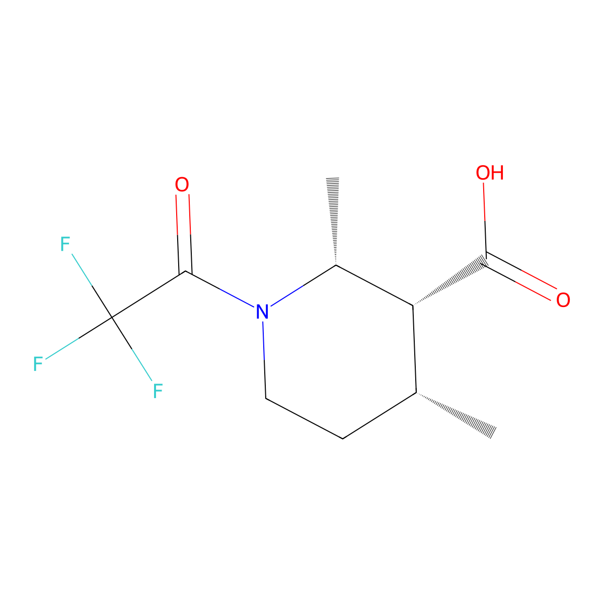 rac-(2R,3R,4R)-2,4-dimethyl-1-(2,2,2-trifluoroacetyl)piperidine-3-carboxylic acid molecular structure, CAS 2679817-38-8