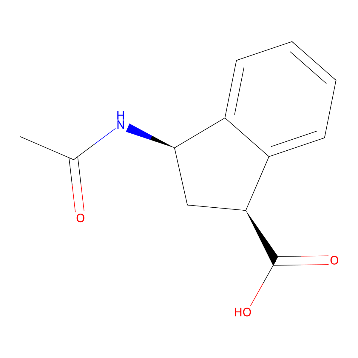 rac-(1R,3S)-3-acetamido-2,3-dihydro-1H-indene-1-carboxylic acid molecular structure, CAS 2679817-39-9